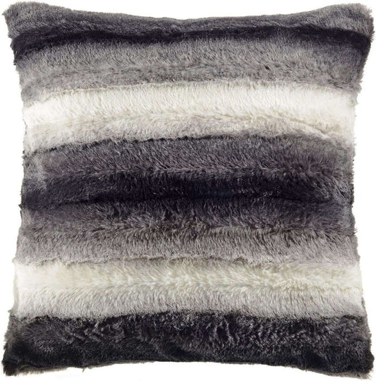 Highliving Faux Fur Rabbit Cushion Covers Soft & Comfy Material Charcoal, Silver Cushion