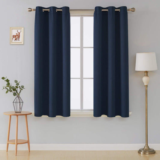 Thermal Thick Blackout Eyelet Ring Curtain - Blackout Curtains Navy Blue