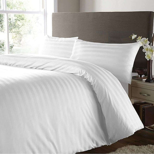 100% Egyptian Cotton 300TC Stripe Duvet Cover & Pillow Case Set