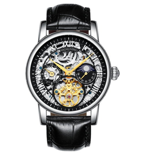 HIGH LIVING ® Men's Automatic Watch Analog Skeleton Mechanical Leather Strap