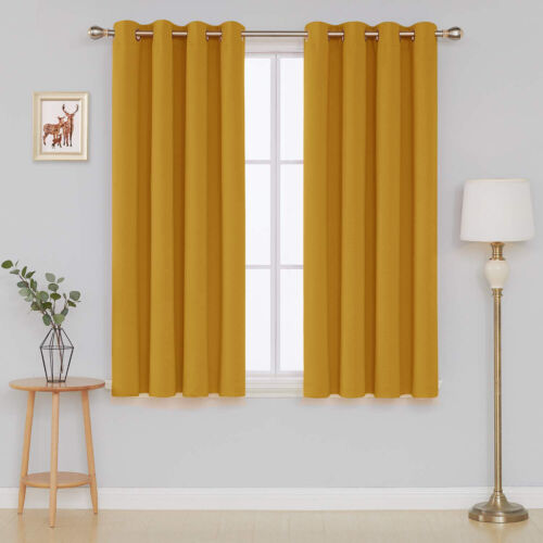 Thermal Thick Blackout Eyelet Ring Curtain - Blackout Curtains Ochre / Yellow