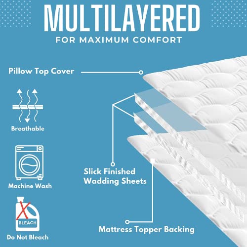 HIGH LIVING Microfibre Mattress Topper 4 Inch / 10cm Heavy Fill